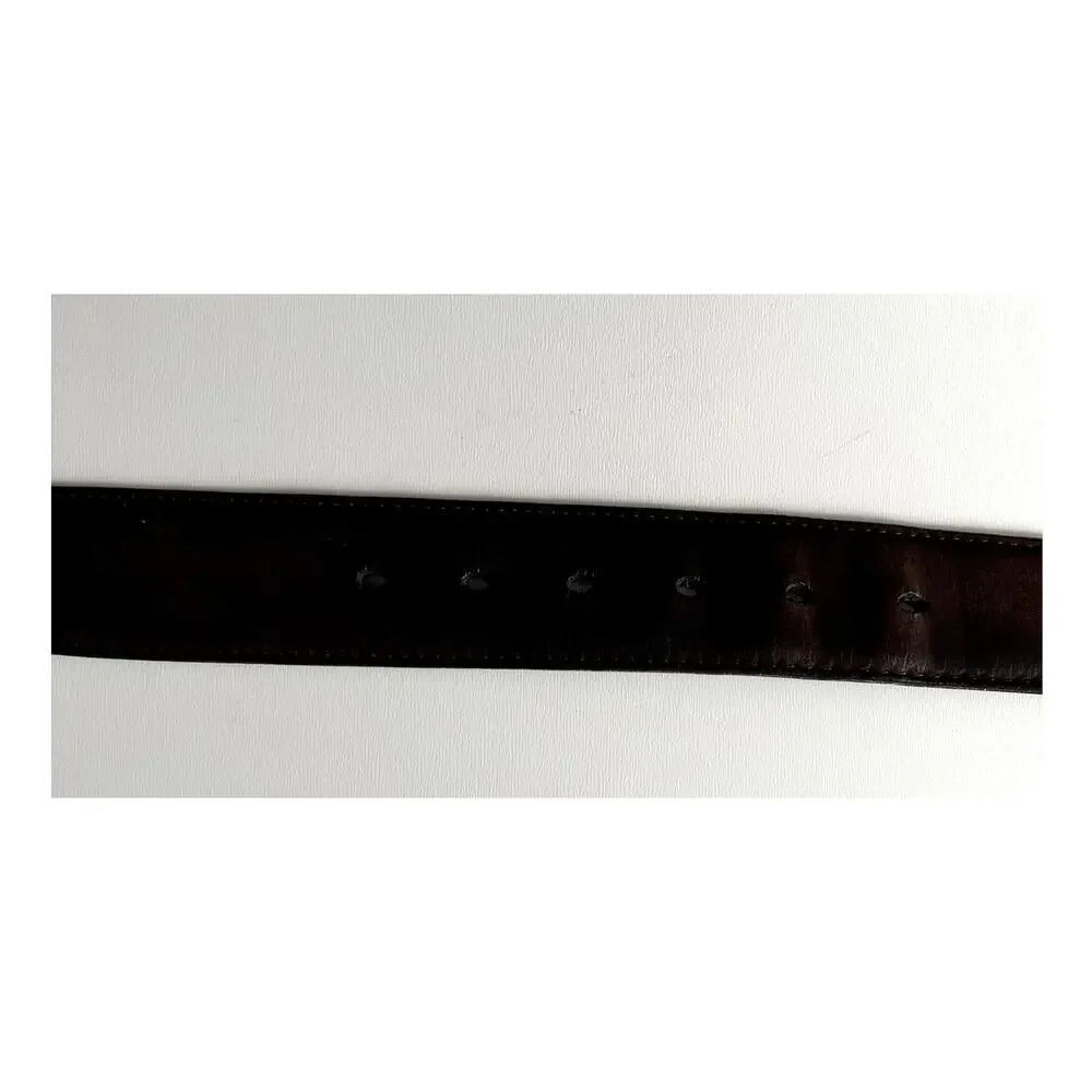 Torino Elite Italian Calf Leather Solid Brass Buckle Brown Belt 51001 Size 38